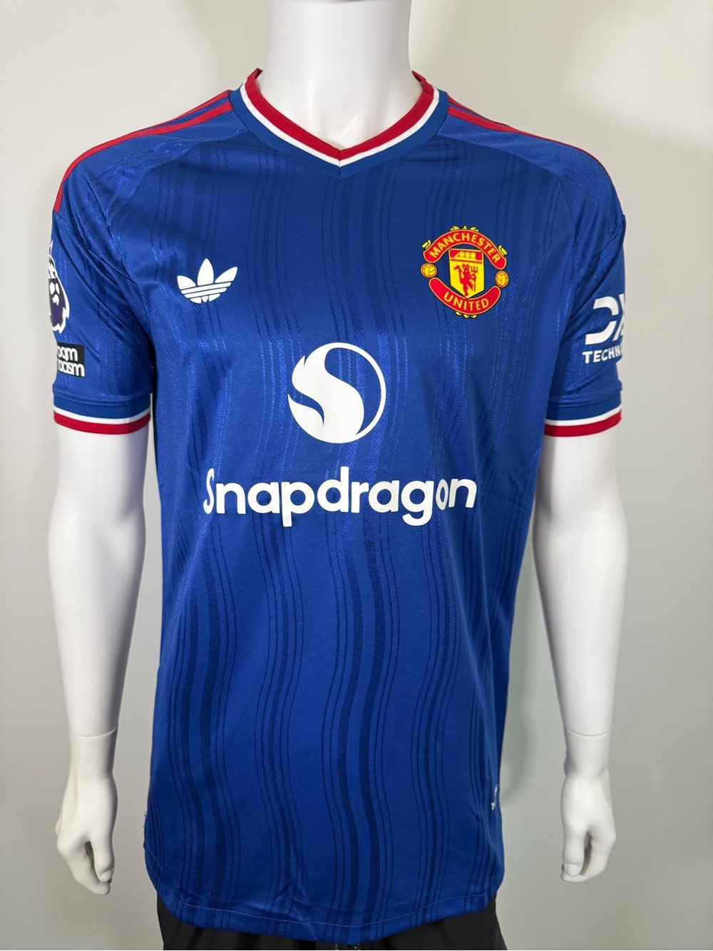 adidas Manchester United away Blue Soccer Jersey with Red & White Trim